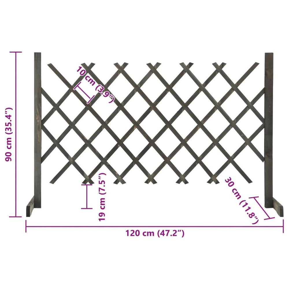 Garden Trellis Fence, Grey, 120x90 Cm, Solid Fir Wood