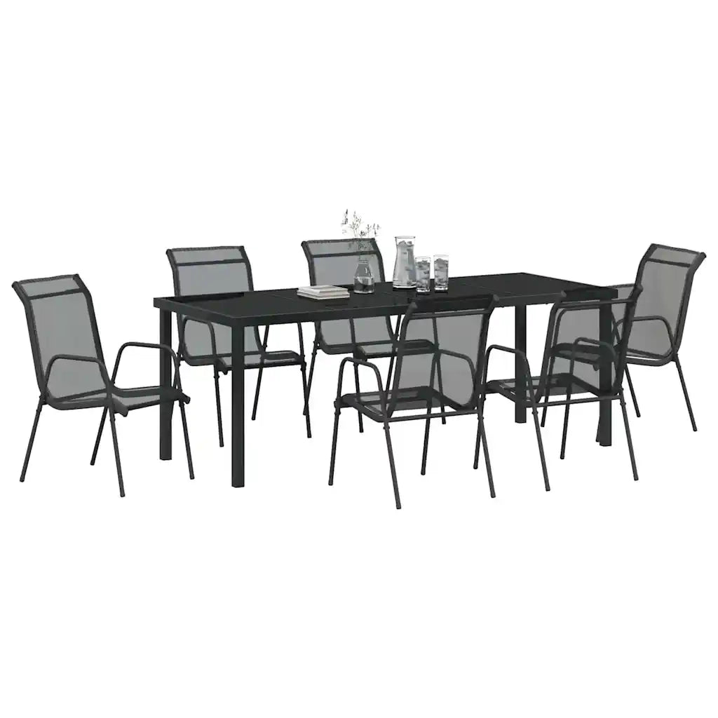 Set da Pranzo per Giardino 7 pcs Nero 3379140