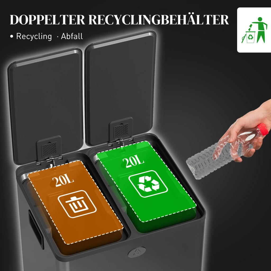 Doppelm¨¹lleimer Pedale ¨C zephmum ¨C Acciaio Inox Plastica 2x20L