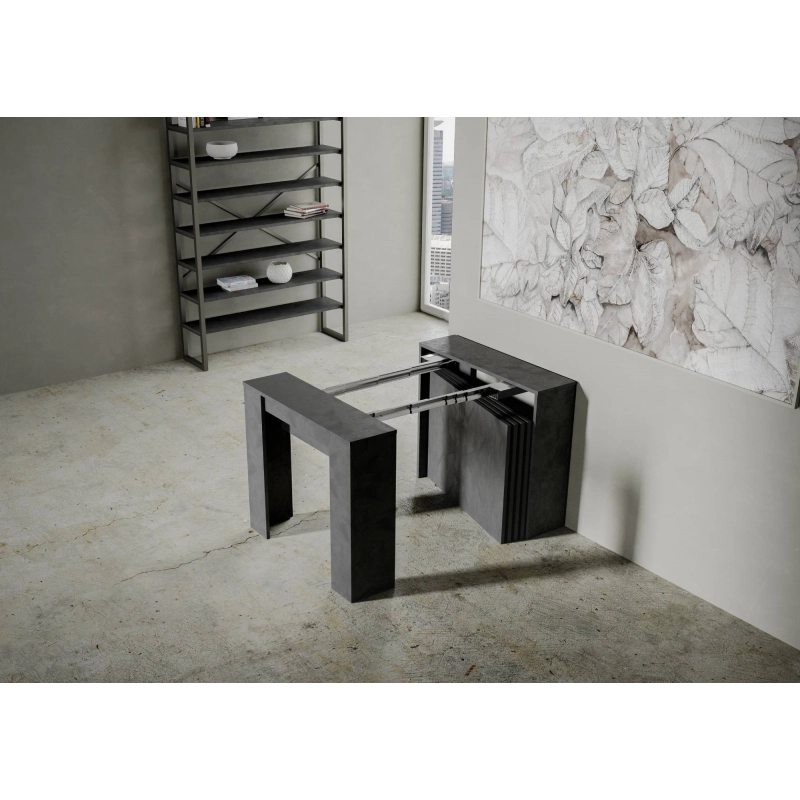 Consolle allungabile 90x48/296 cm Venus - Antracite Spatolato