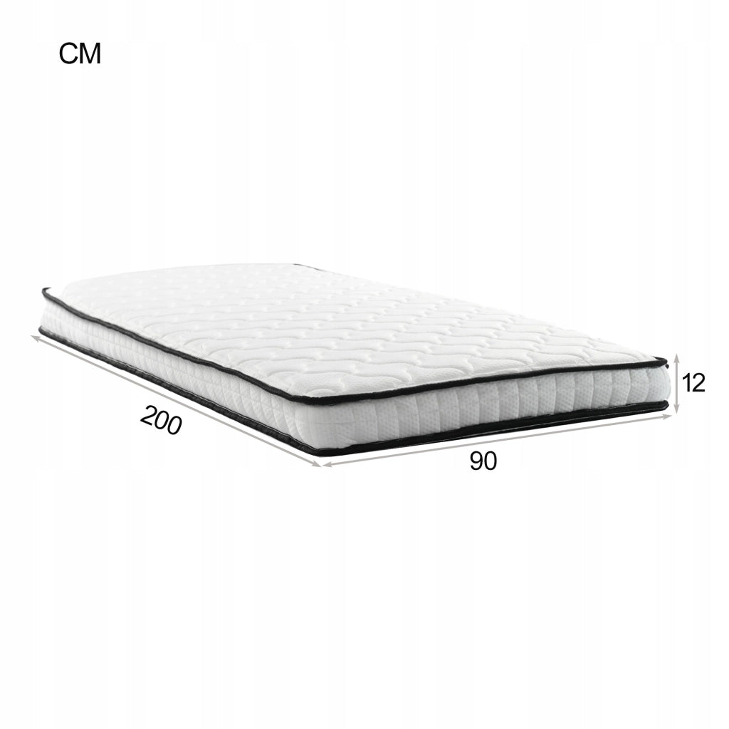 Materasso a Molle 90x200 cm H3 Spessore 12 cm con Supporto Ergonomico Arrotolato Bianco