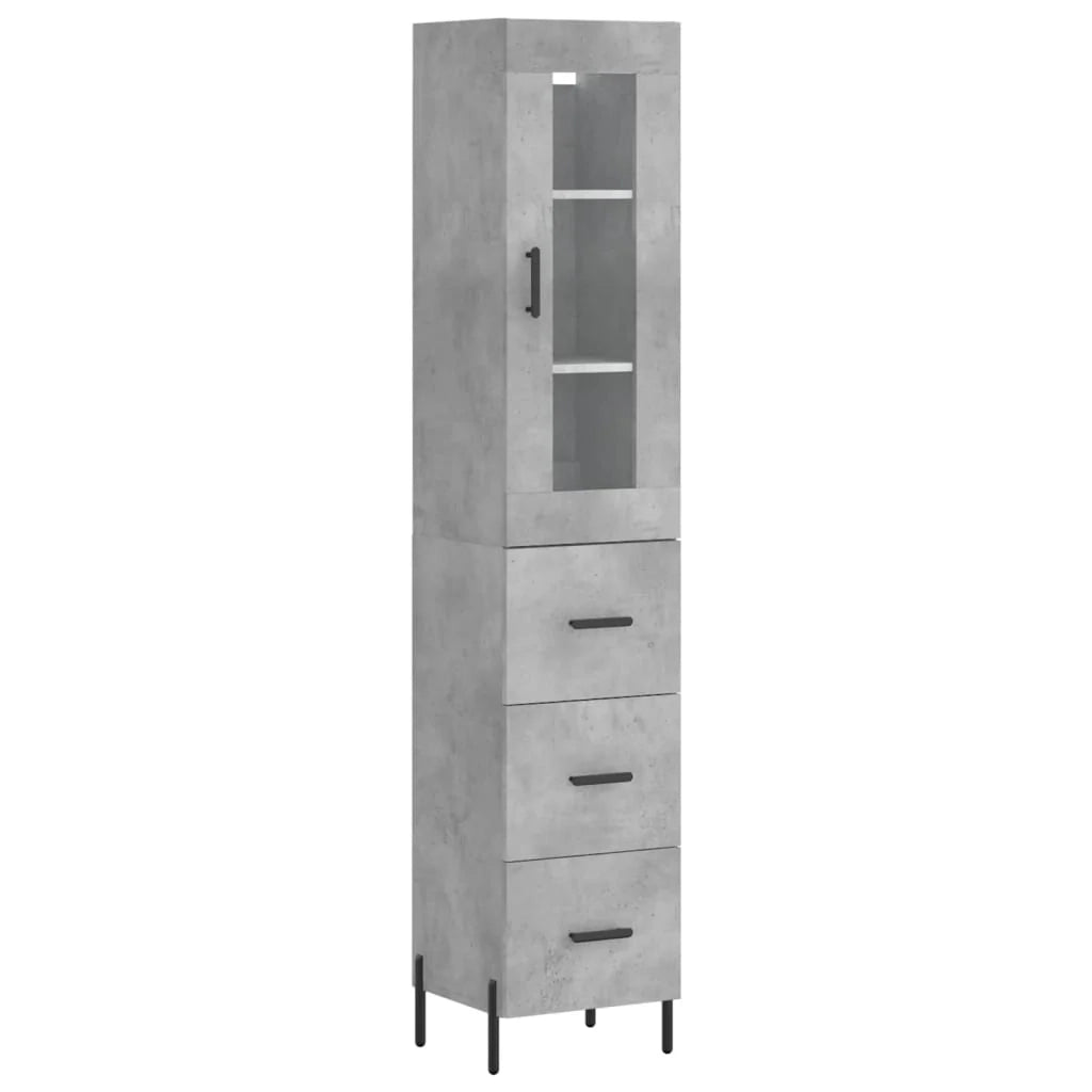 Buffet credenza cassettiera mobiletto mobile contenitore organizer per cucina soggiorno salotto alto 34,5 x 34 x 180 cm legno ingegnerizzato grigio 02_0034324