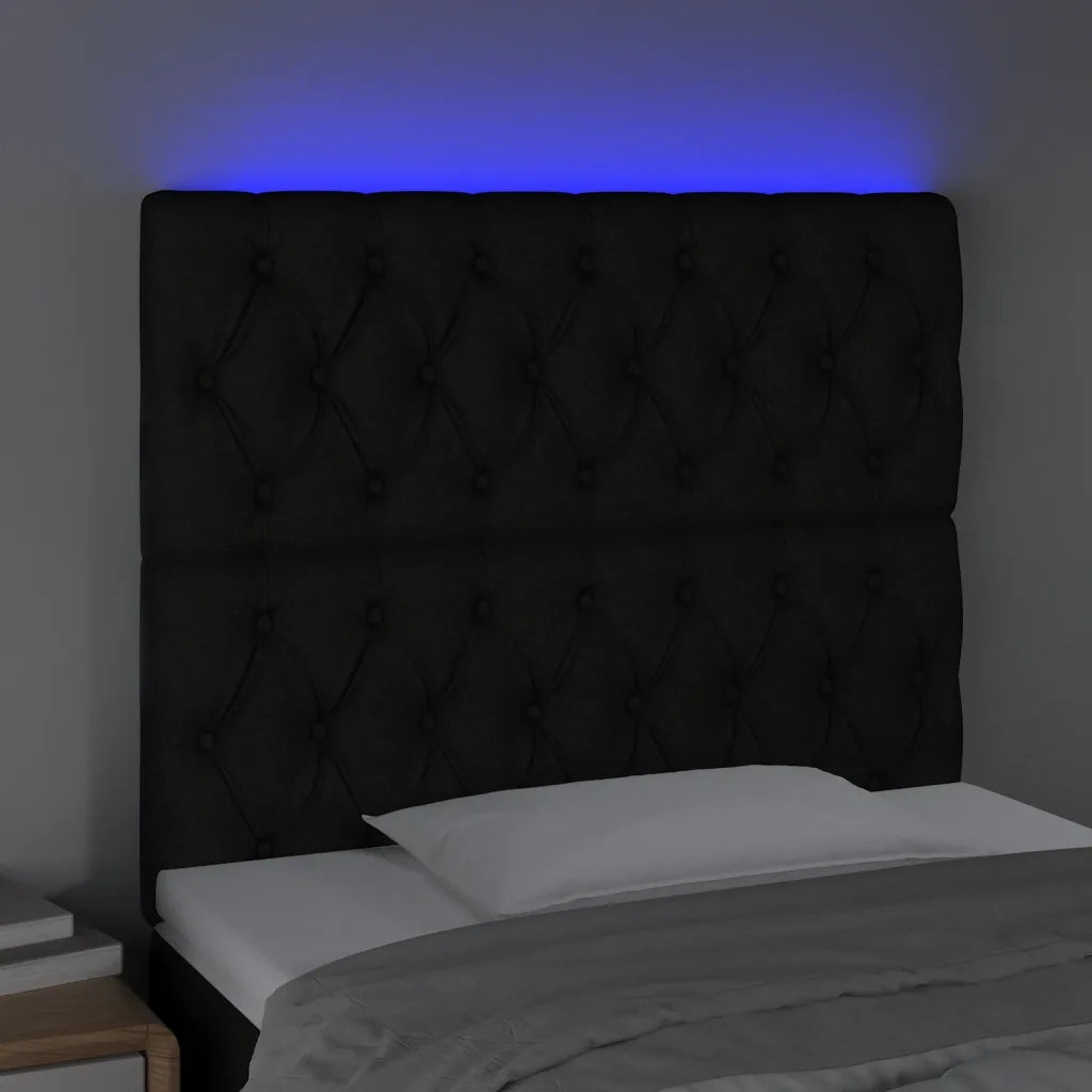 Testiera | Testata a LED Nera 100x7x118/128 cm in Tessuto