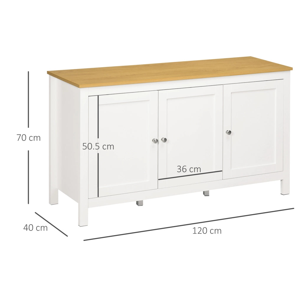 Cassettiera con 2 Ante e 2 Ripiani Regolabili ¨C Zephmum ¨C Bianco Legno 120x40x70 cm