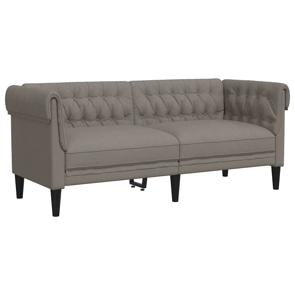 Divano Chesterfield a 2 Posti-Sofa 2 Posti-Divanetto Tortora in Tessuto