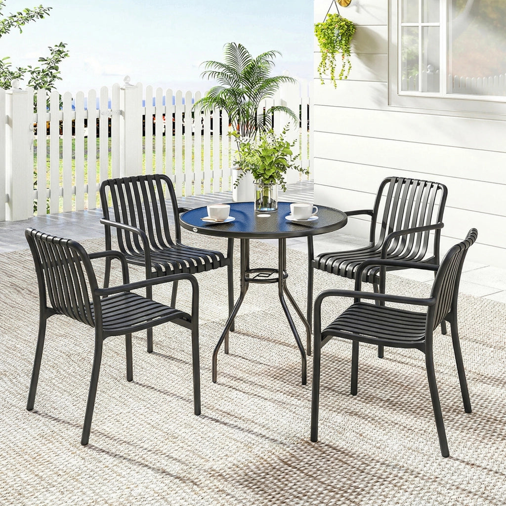 Sedia da giardino impilabile con braccioli ¨C zephmum ¨C nero 55x58.5x81.5 cm