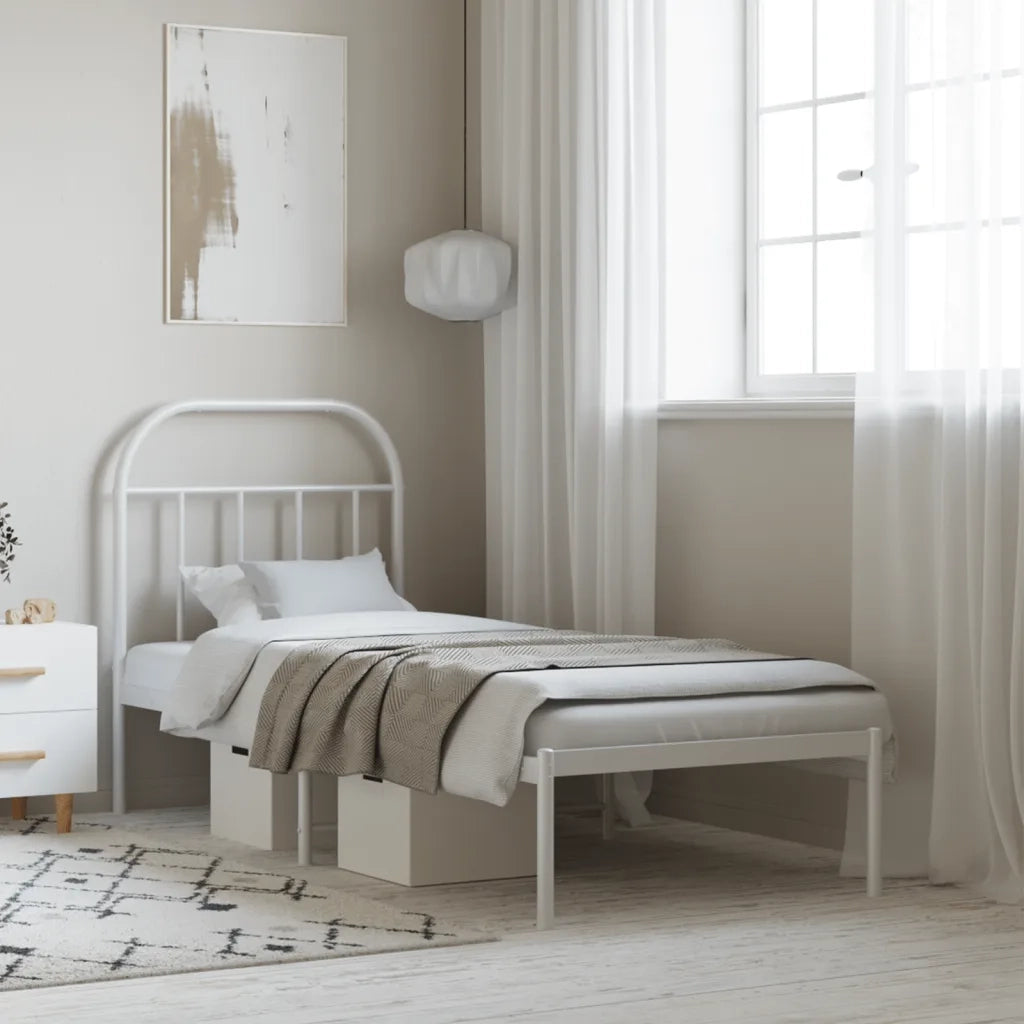 Giroletto senza Materaso con Testiera Metallo Bianco 75x190 cm 353674
