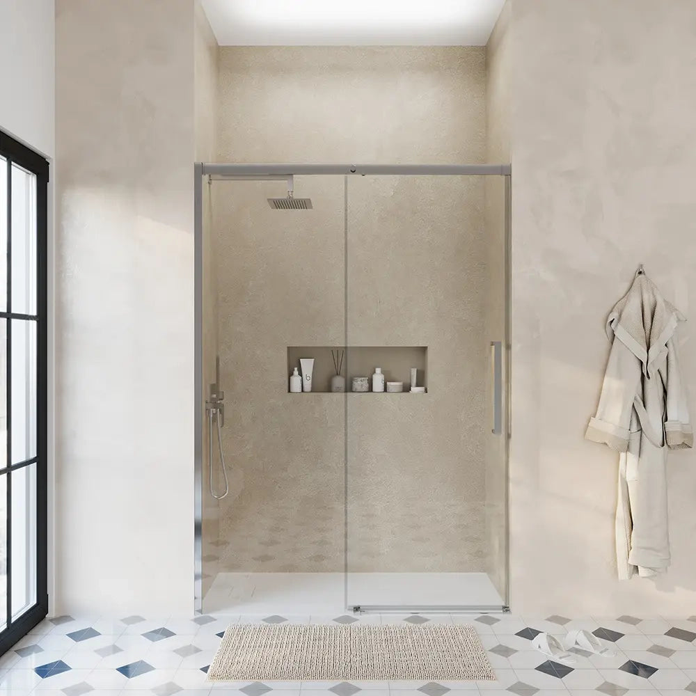 Porta doccia 150cm apertura scorrevole profili cromo vetro 8mm h195 | Antille