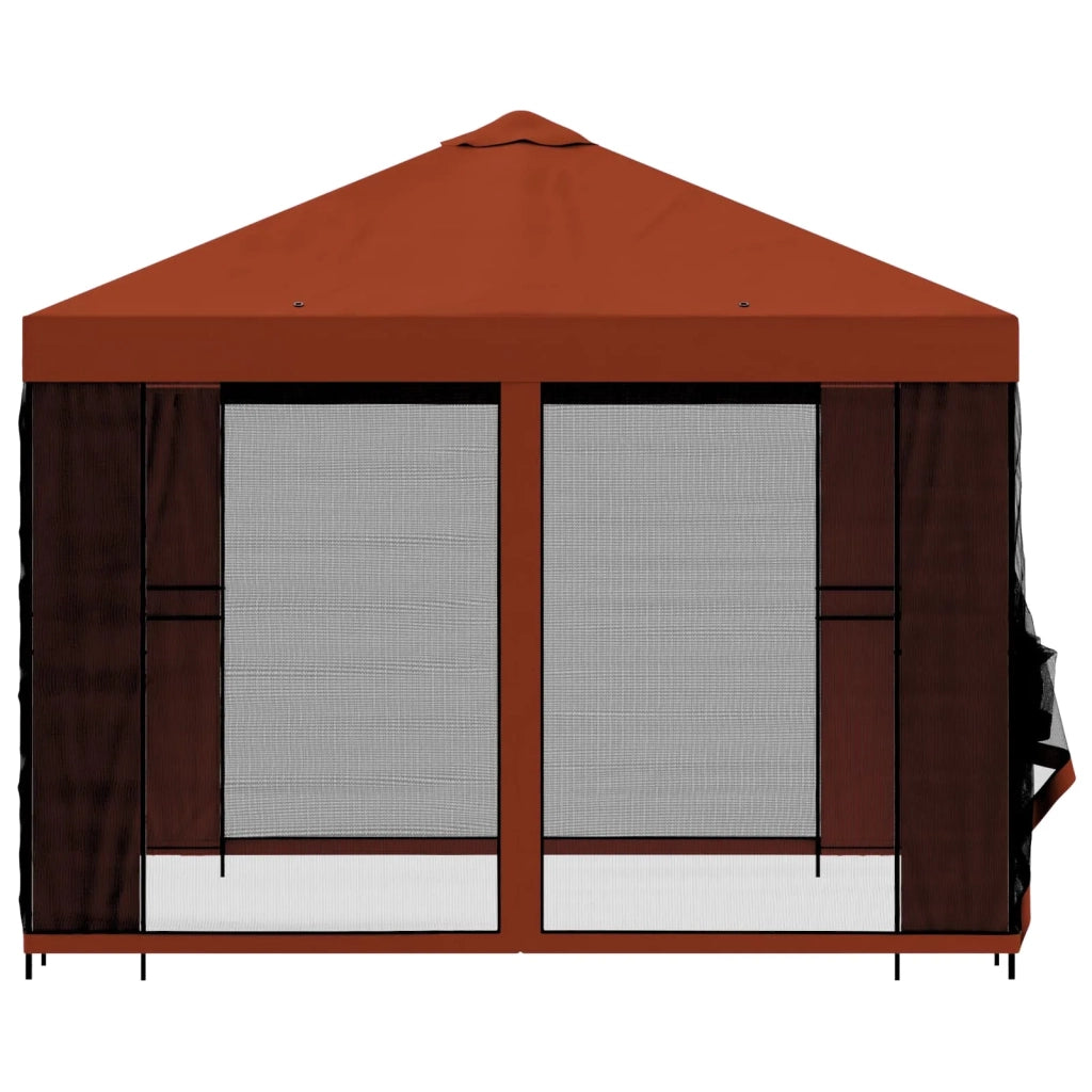 Gazebo da giardino con pareti laterali 3 x 3 m Terracotta 900364