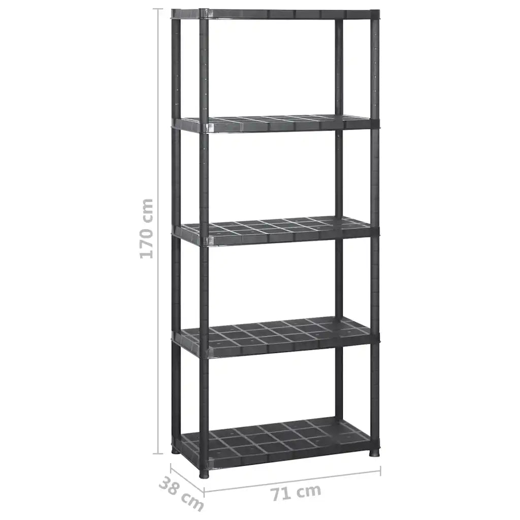 Scaffale a 5 Ripiani Nero 213x38x170 cm in Plastica CFW6646481