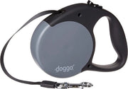 Guida retrattile per cani con impugnatura morbida - Dimensione media per cani fino a 65 lbs, colore grigio/nero