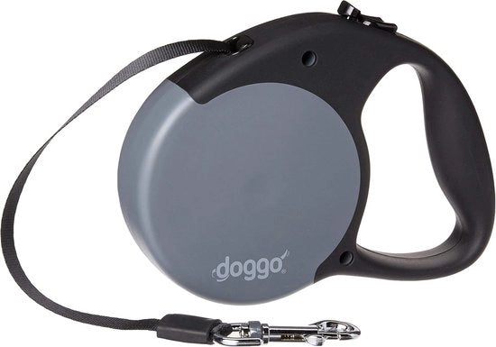 Guida retrattile per cani con impugnatura morbida - Dimensione media per cani fino a 65 lbs, colore grigio/nero