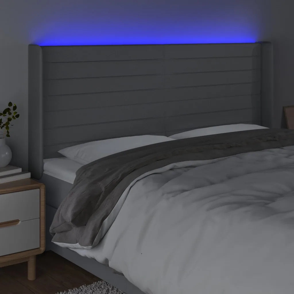 Testiera a LED Grigio Chiaro 203x16x118/128 cm in Tessuto 3124210