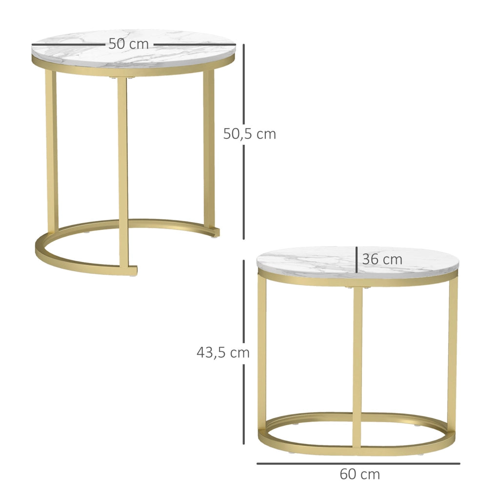 Set di 2 tavolini bianchi impilabili, senza materasso