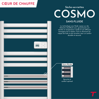 Scaldasalviette elettrico Thomson senza fluido, connesso al WiFi, con ventola da 500W, cosmo