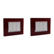 Trade Shop - Placca Cristal 3 4 6m Rosso Pompeiano Effetto Vetro Compatibile Bticino Axolute -  -3 Fori     -