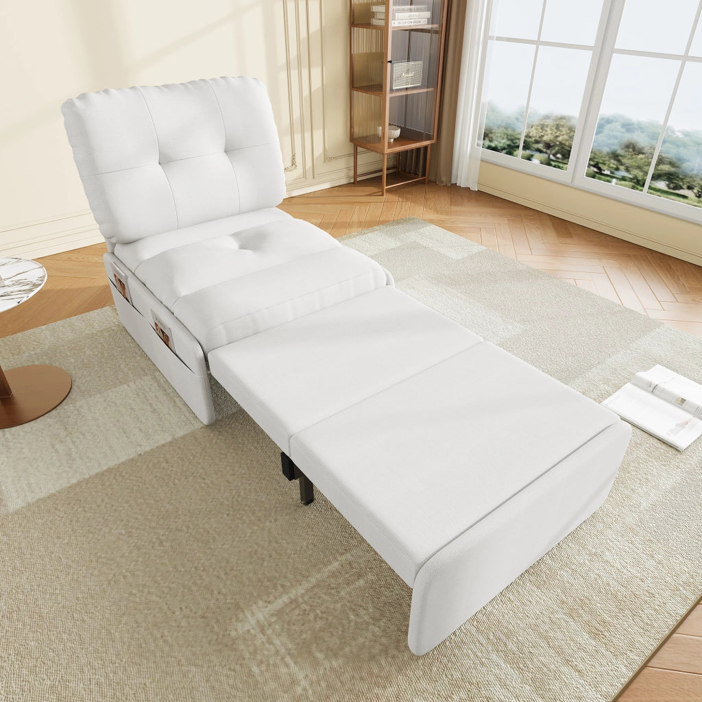 DIVANO LETTO 2 in 1 195x81,5 cm Tessuto bianco con materasso incluso
