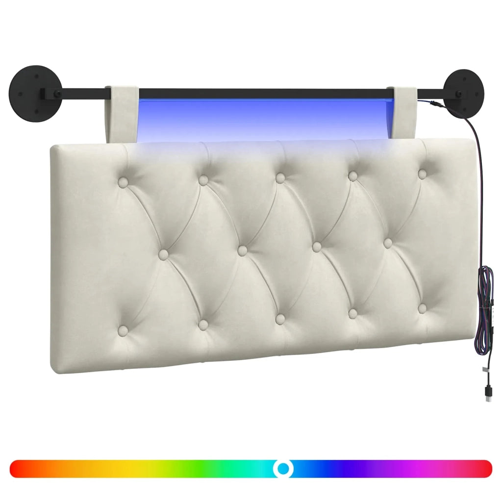 Testiera sospesa Con luce LED Crema Velluto