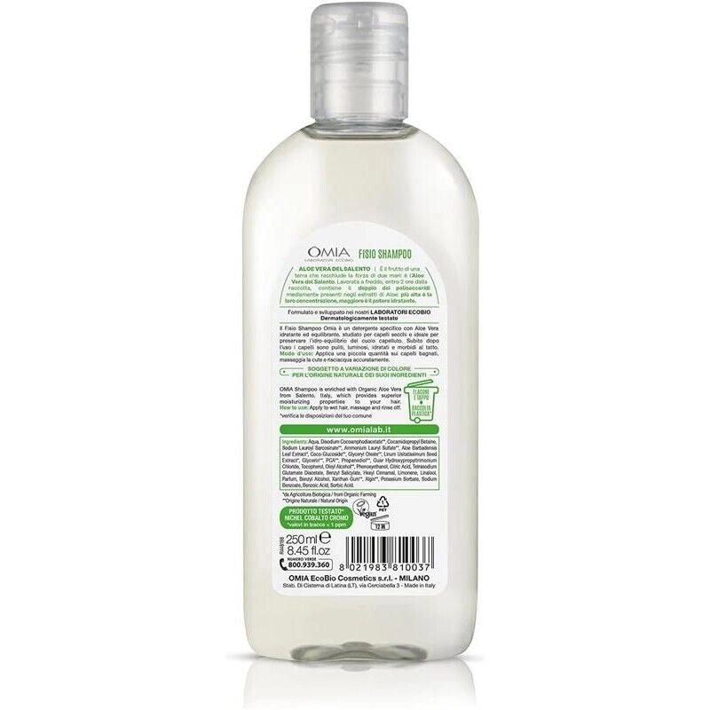 OMIA FISIO SHAMPOO ECO BIO CON ALOE VERA DEL SALENTO USO FREQUENTE PER CAPELLI SECCHI 250 ML