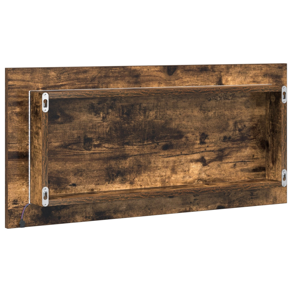 Armadio Specchio da Bagno  con Luce LED Rovere Affumicato 80x37 cm