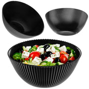 Ciotola da insalata KADAX 20 cm in vetro per zuppe, snack, antipasti, nera, scanalata