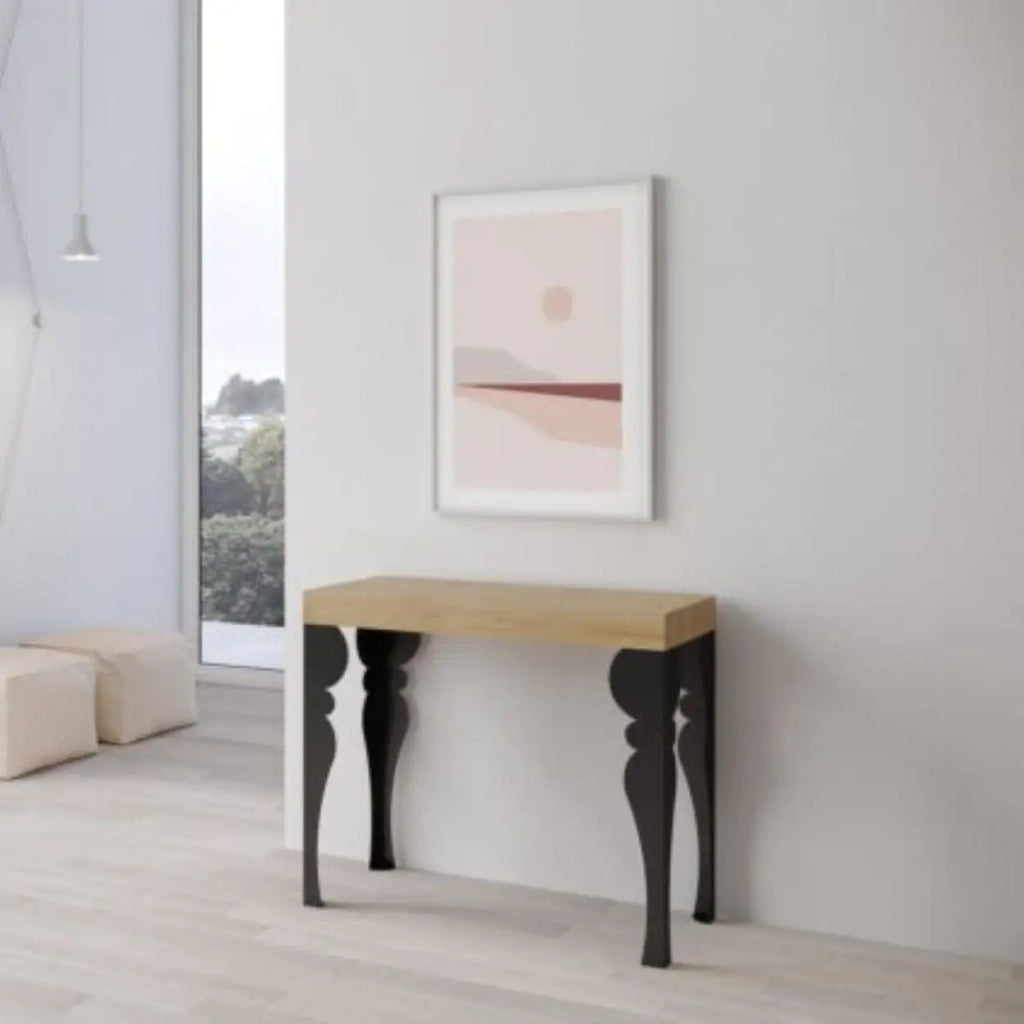 Consolle allungabile 90x40/300 cm Paxon quercia natura gambe antracite