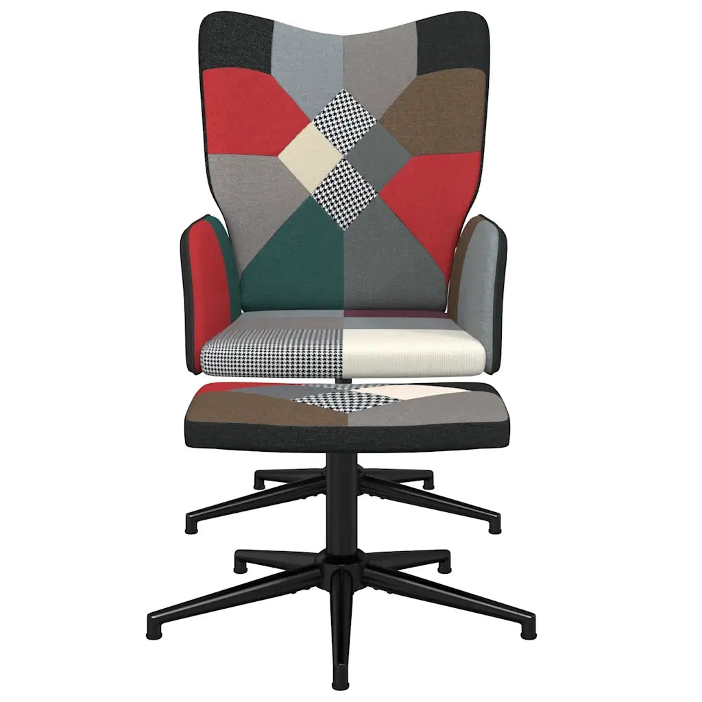 Sedia Relax con Sgabello in Tessuto Patchwork 328200