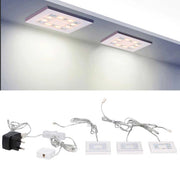 Set 3 Faretti Quadrati 8 Led Luce Bianco Caldo con Alimentatore 12V Grundig