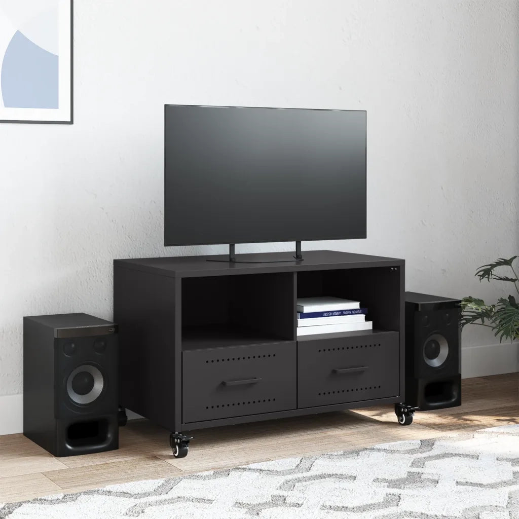 Mobile TV-Credenza per TV-Console TV Nero 68x39x43,5 cm in Acciaio 911147