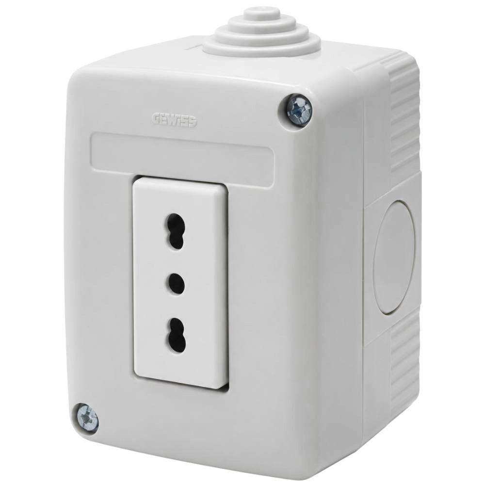 Presa bipasso 2p+t 10/16a 250v con contenitore da parete ip40