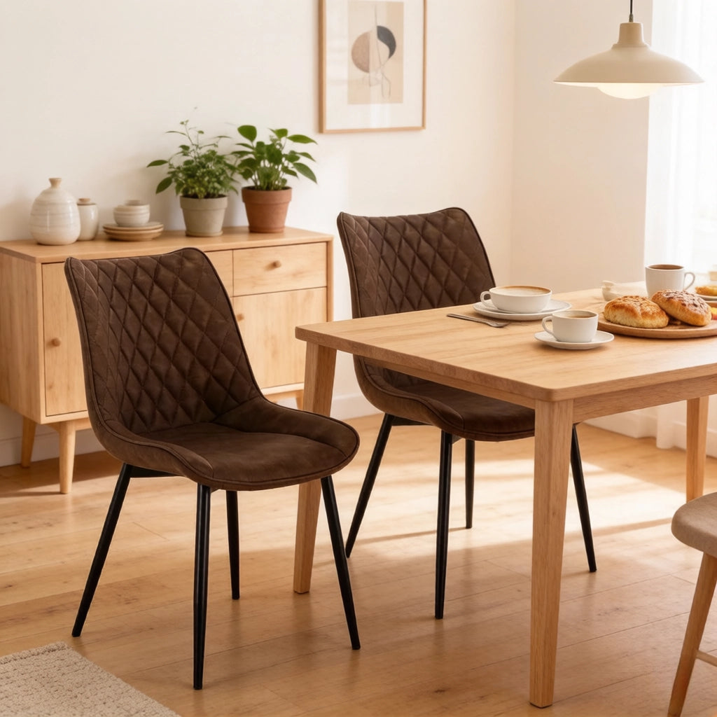 SEDIA da pranzo Set 2 pezzi 85,5 cm Pelle sintetica Marrone