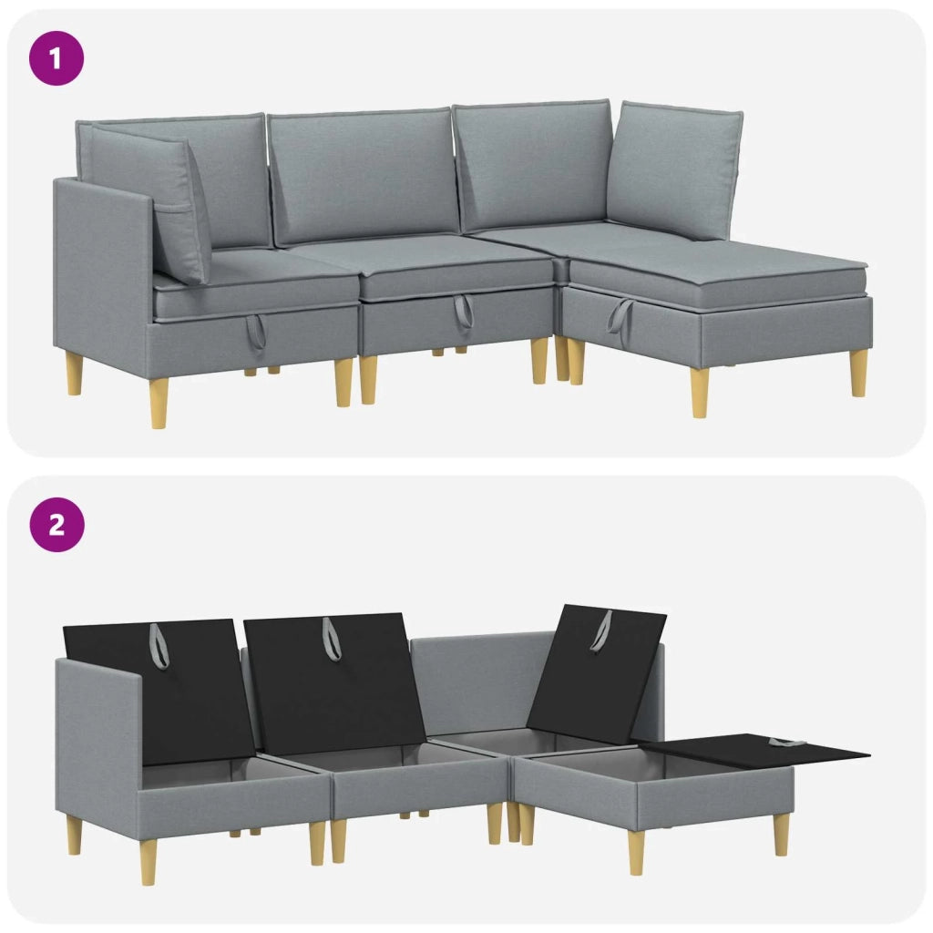 Set di mobili per il soggiorno 4 pcs Grigio Chiaro Tessuto