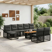 Set Divano da Giardino 10 pz Nero e Grigio scuro polyrattan 3438013