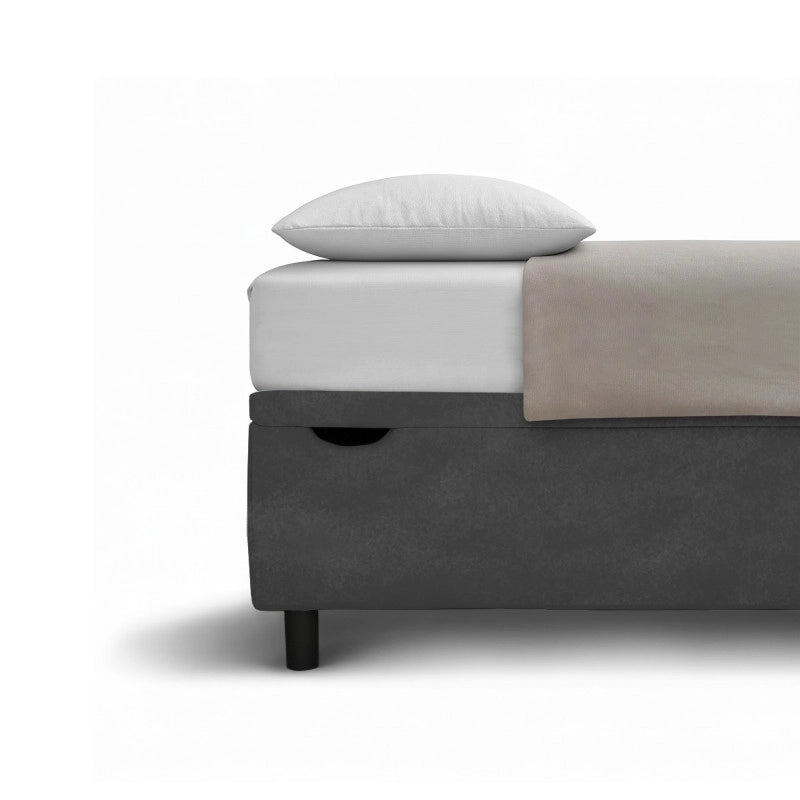 Letto imbottito Letto Matrimoniale alla Francese 140x200 cm BoxMax - Contenitore,Microfibra,Grigio