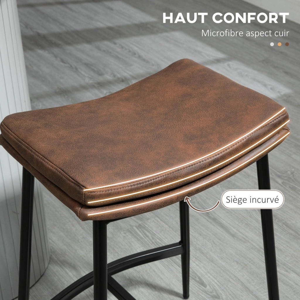 Sgabello da Bar ¨C zephmum ¨C Marrone e Nero 48.5x38.5x68.5 cm