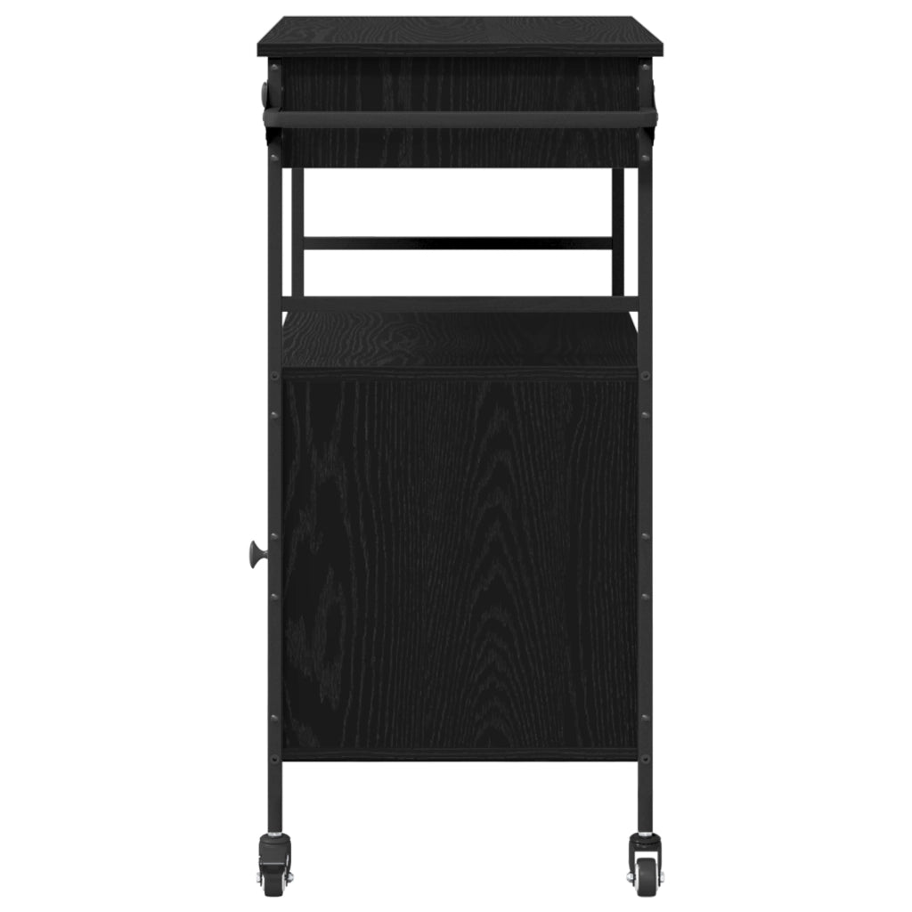 Carrello da Cucina Rovere Nero 56x43x89,5 cm Legno Ingegnerizzato