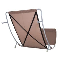 Lettino Prendisole 2 Posti, Design Contemporaneo, Tetto Regolabile, 2 Ruote, 2 Cuscini, Acciaio Epoxy Poliestere, Marrone scuro