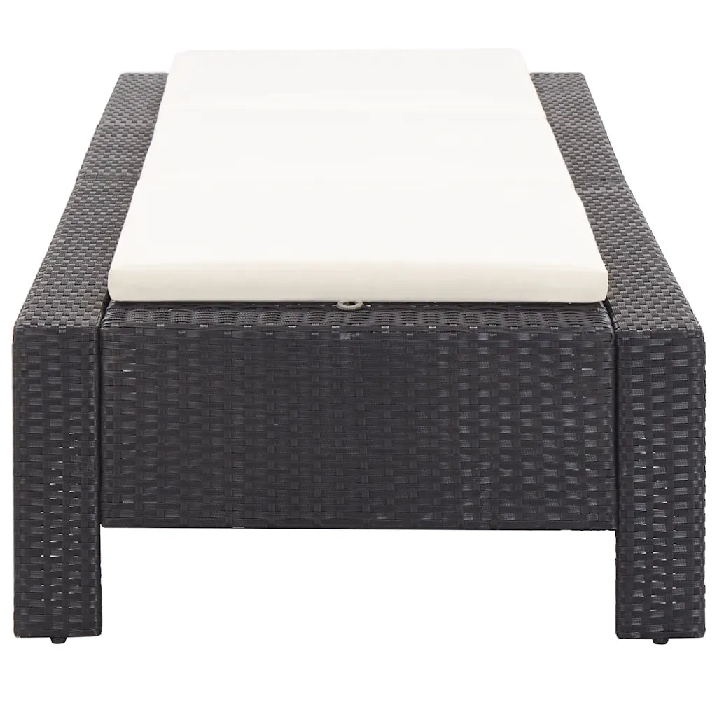 Lettino Prendisole | Sdraio da giardino | Lettino da sole con Cuscino Nero in Polyrattan