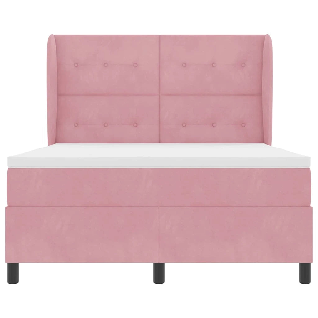 Letto a molle con materasso Rosa 200 x 160 cm Velluto 3340939