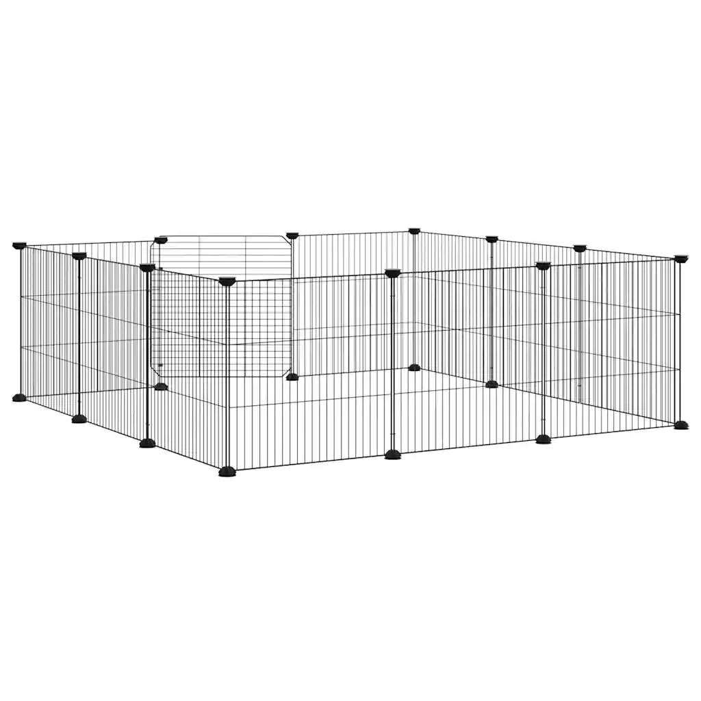 Gabbia per Animali 12 Pannelli con Porta Nero 35x35 cm Acciaio cod mxl 53723