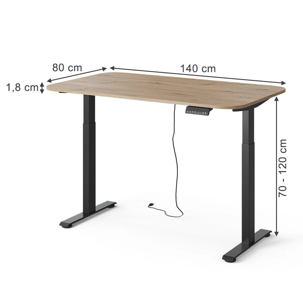 Vicco Scrivania Nero/Artigianale 140 x 80 cm 2 motori