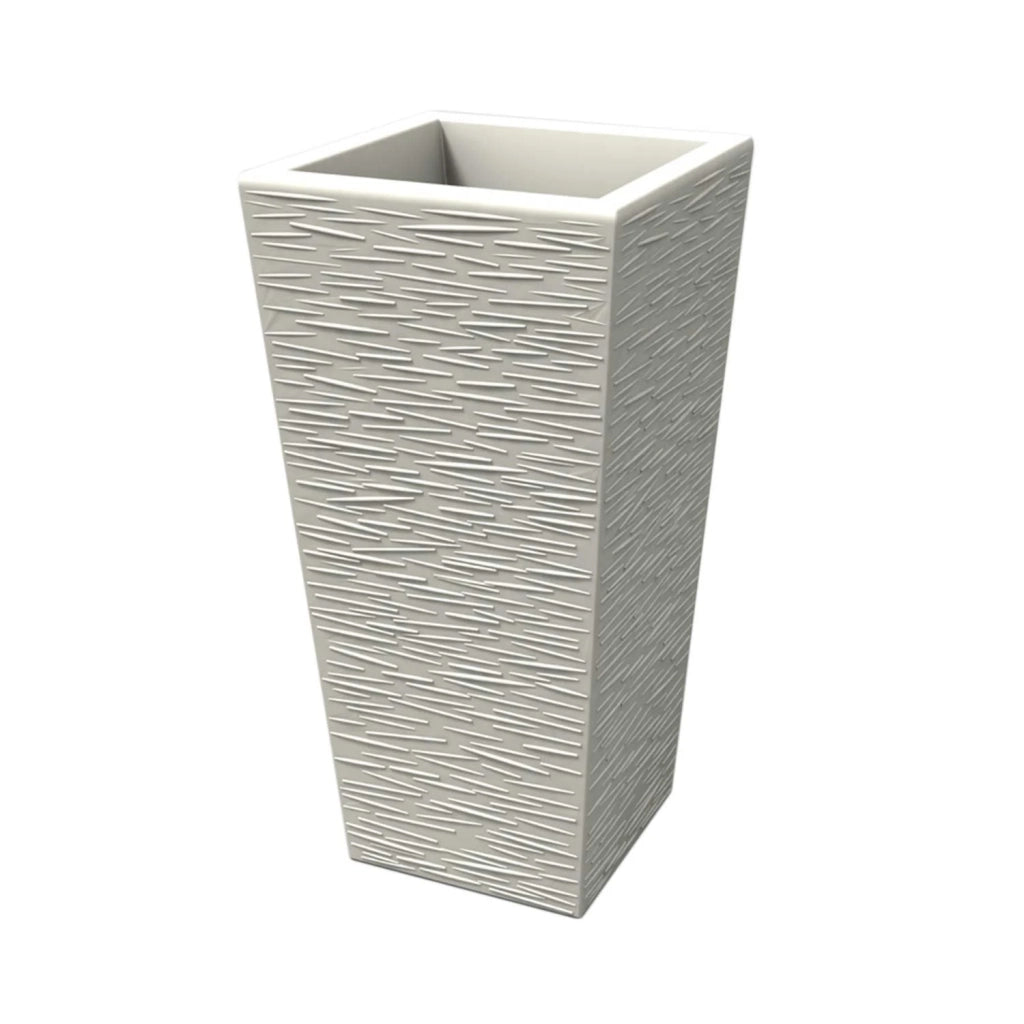 Vaso moderno in resina rettangolare H 65 bianco finitura rustica modello Egizio