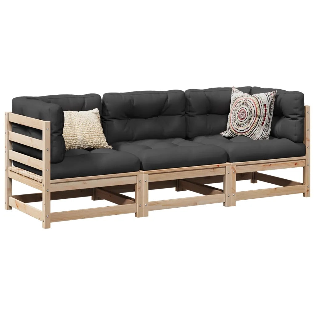 Set Divani da Giardino 3 pz | Set Salotto da Giardino in Legno Massello di Pino
