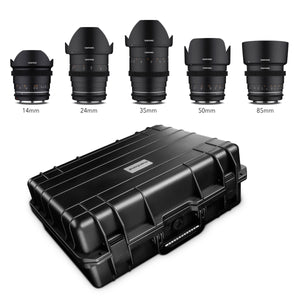 MF 14mm/24mm/35mm/50mm/85mm MK2 Custodia per obiettivi video VDSLR per Canon EF