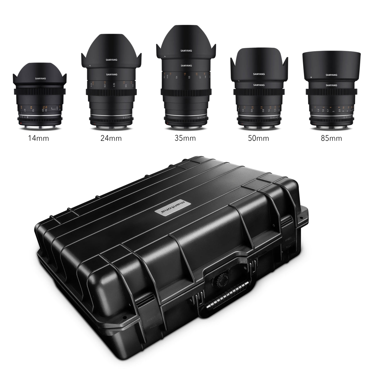 MF 14mm/24mm/35mm/50mm/85mm MK2 Custodia per obiettivi video VDSLR per Canon EF