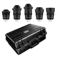 MF 14mm/24mm/35mm/50mm/85mm MK2 Custodia per obiettivi video VDSLR per Canon EF