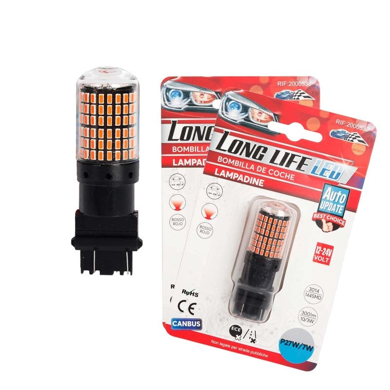 2 Pezzi 3157 T25 P27/W 65mm Lampade LED Auto Camion 12V 24V Canbus 144 SMD 3014 300lm 10W/3W Rosso