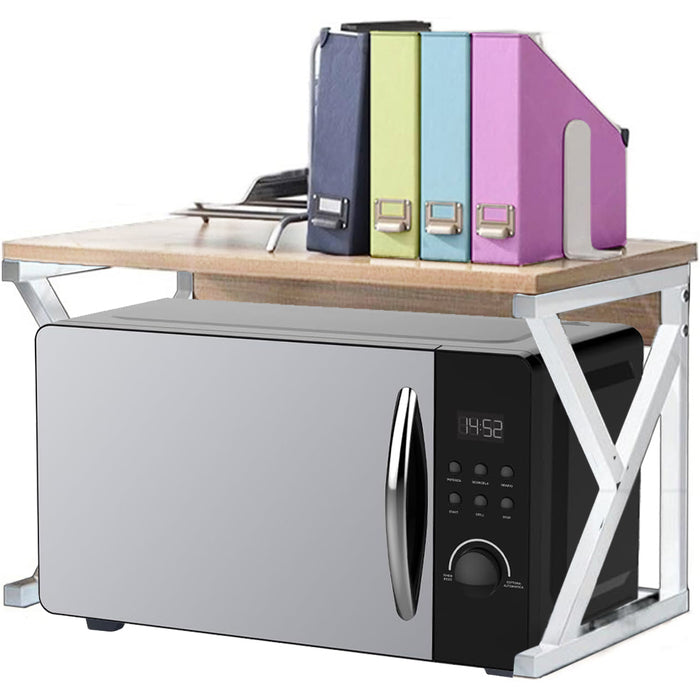 Supporto per Stampante Scaffale Portaoggetti Multiuso Legno e Bianco 2 Livelli