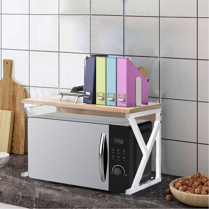 Supporto per Stampante Scaffale Portaoggetti Multiuso Legno e Bianco 2 Livelli