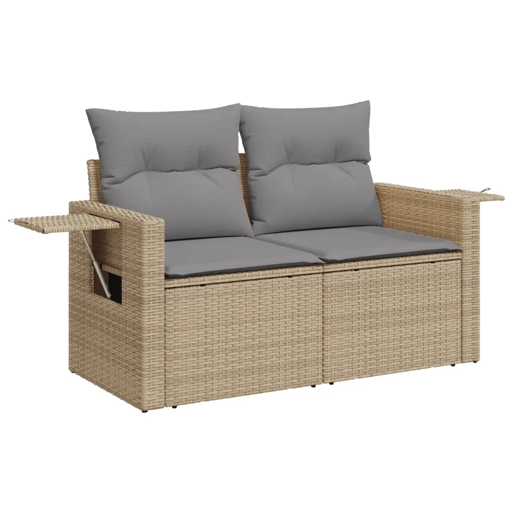Set Divano da Giardino 4 pz con Cuscini-Sofa da Giardino-Divanetto da esterno Beige in Polyrattan 605384